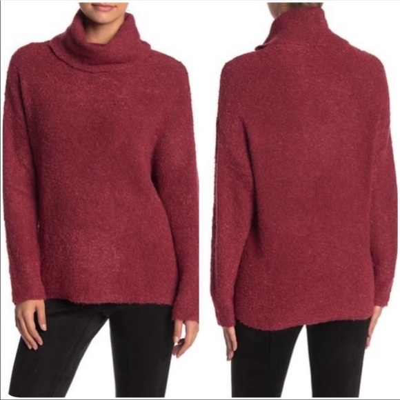 Catherine Malandrino Wool Alpaca Blend Turtleneck Sweater Small in Burgundy NEW - Picture 2 of 7